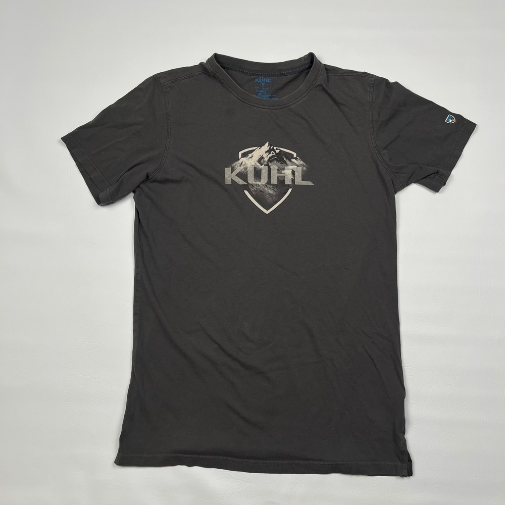 KUHL Wildfire T Shirt Mens M Gray Tall Fit Mountain Logo Organic Cotton Tee